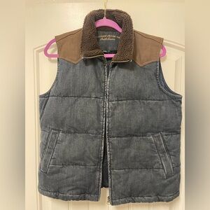 Ralph Lauren Blue Denim Vest with Brown Accents